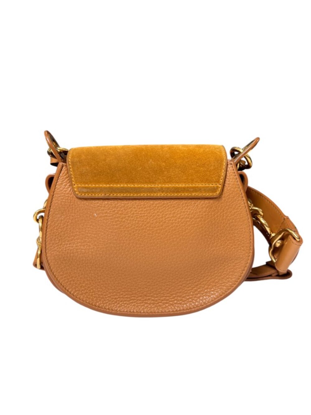 $2090 Chloe Camel Brown Suede Small Tess Gold Handbag Boho Crossbody - Picture 5 of 16
